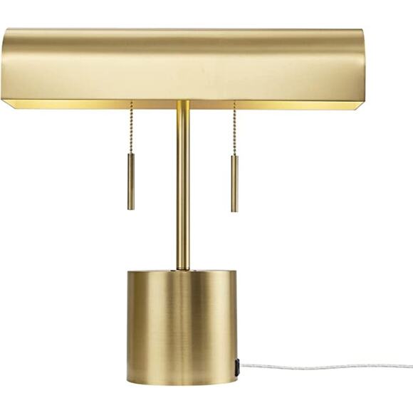 Light Desk Lamp, Globe Electric 16" 2-Matte Brass, 2.1A USB Port, Double On/Off - Picture 1 of 5